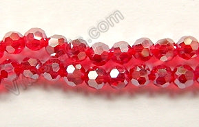 Coated Red Win. Crystal Quartz  -  Faceted Round  14"