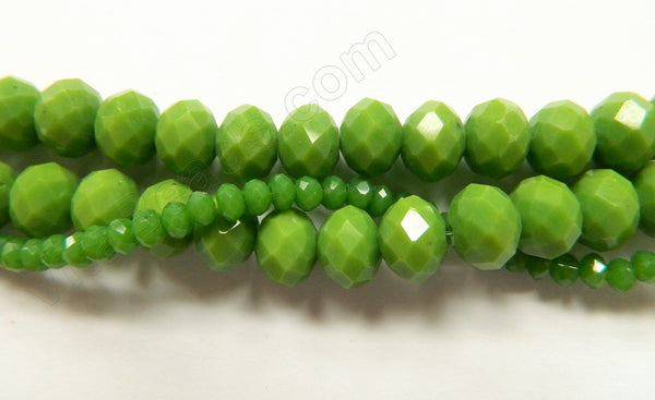 New Olive Green Quartz  -  Faceted Rondel   16"