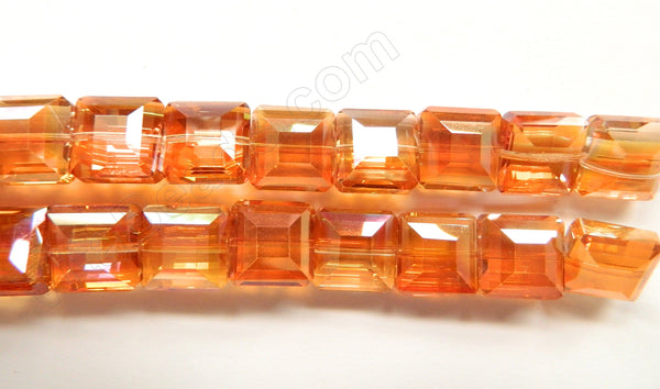 AB Coated Amber Crystal  -  Faceted Squares  10"