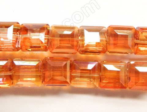 AB Coated Amber Crystal  -  Faceted Squares  10"