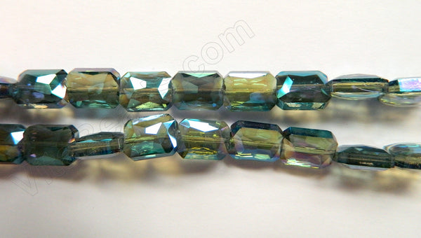 Mystic TQ Green Crystal  -  Faceted Rectangles 10"