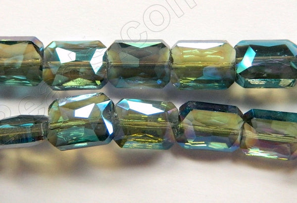 Mystic TQ Green Crystal  -  Faceted Rectangles 10"