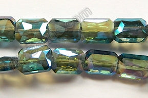 Mystic TQ Green Crystal  -  Faceted Rectangles 10"