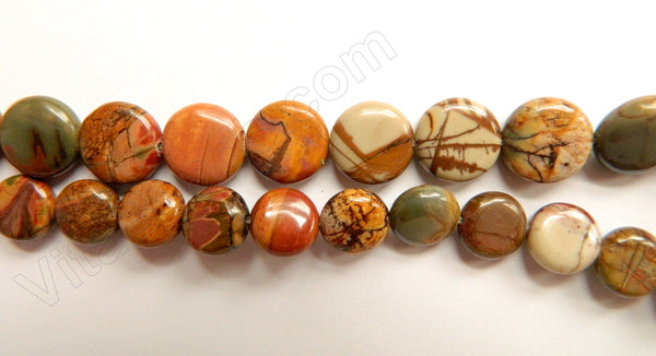 Fire Impression Jasper  -  Puff Coins  16"