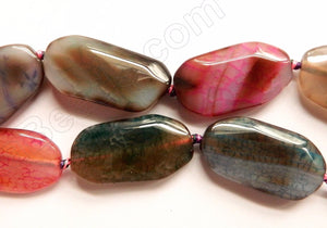Mixed Tourmaline Fire Agate  -  Faceted Long Oval  16"