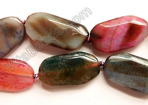 Mixed Tourmaline Fire Agate  -  Faceted Long Oval  16"