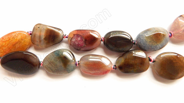 Mixed Tourmaline Fire Agate  -  Faceted Flat  16"