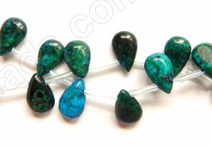 Dyed Azurite Malachite Turquoise  -  Smooth Briolette 16"