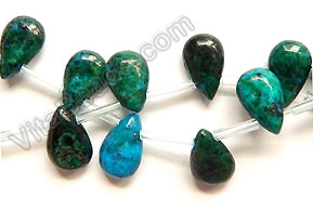 Dyed Azurite Malachite Turquoise  -  Smooth Briolette 16"