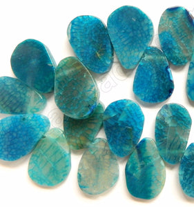 Turquoise Blue Fire Agate  -  Graduated Flat Ladder Strand  16"