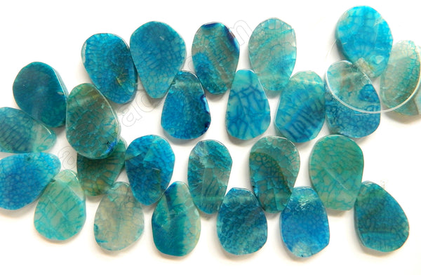 Turquoise Blue Fire Agate  -  Graduated Flat Ladder Strand  16"