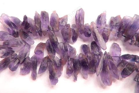 Rough Dark Amethyst   -  Top Drilled Sharp Tooth 16"     7 x 22 mm