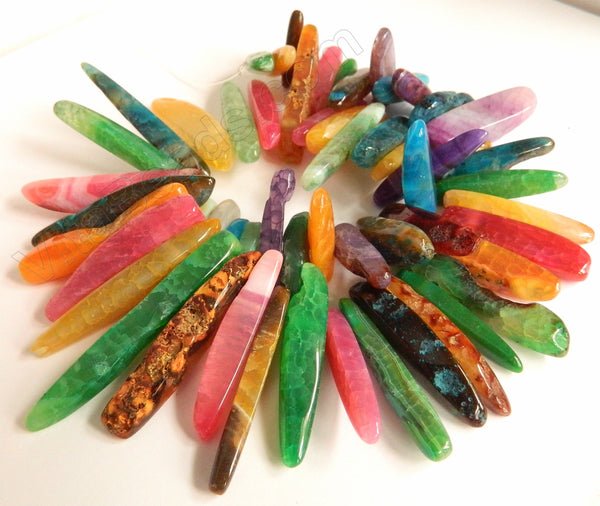 Mixed Color Fire Agate  -  Graduated Smooth Sticks 15"