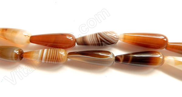 Brown Sardonix Agate - Smooth Long Drops Horizontally Drilled 16"