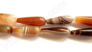 Brown Sardonix Agate - Smooth Long Drops Horizontally Drilled 16"