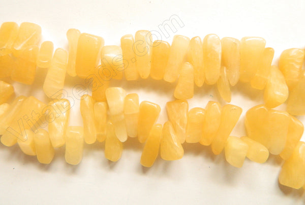 Yellow Jade  -  Irregular Top Drilled Long Chip Drops 16"     6 x 18 mm