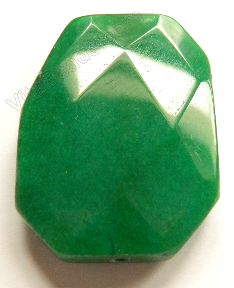 Dark Green Jade - Faceted Irregular Ladder Pendant