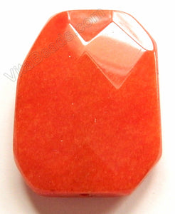 Red Orange Jade - Faceted Irregular Ladder Pendant