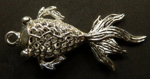 Rhodium Plated Copper pendant - Koi