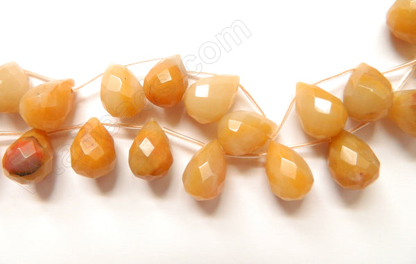 Multi Light Yellow Agate - 13x18mm Faceted Teardrop 16"