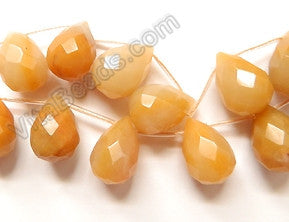 Multi Light Yellow Agate - 13x18mm Faceted Teardrop 16"