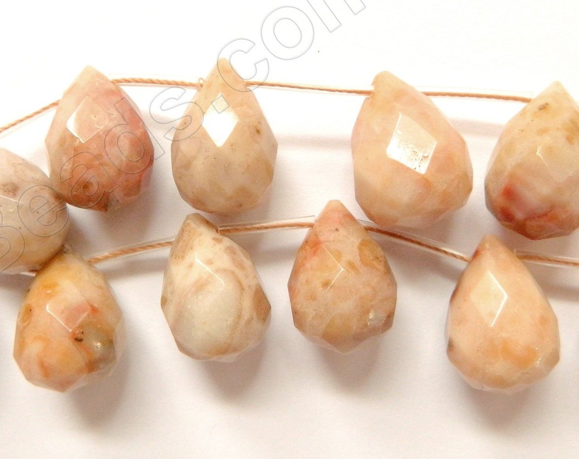 Pink Crazy Lace Agate  - 13x18mm Faceted Teardrop 16"