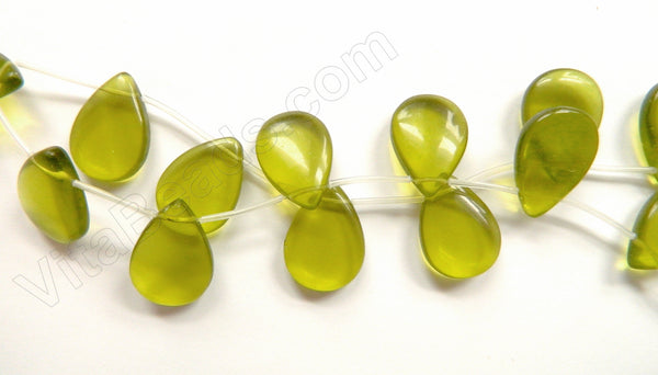 Smooth Flat Briolette  -  Peridot Crystal  16"