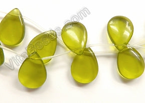 Smooth Flat Briolette  -  Peridot Crystal  16"