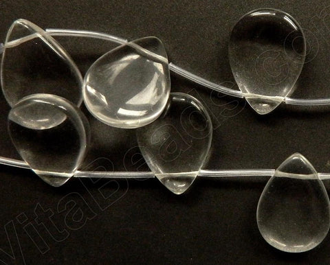 Smooth Flat Briolette  -  Clear Crystal Qtz  16"