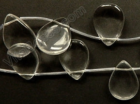 Smooth Flat Briolette  -  Clear Crystal Qtz  16"