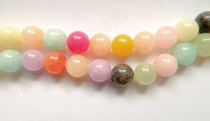 Mixed Light Color Mashan Jade  -  Smooth Round  16"