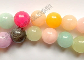 Mixed Light Color Mashan Jade  -  Smooth Round  16"
