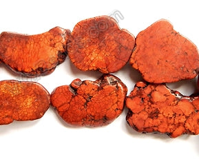 Dark Red Brown Crack Turquoise  -  Irregular Slabs  16"