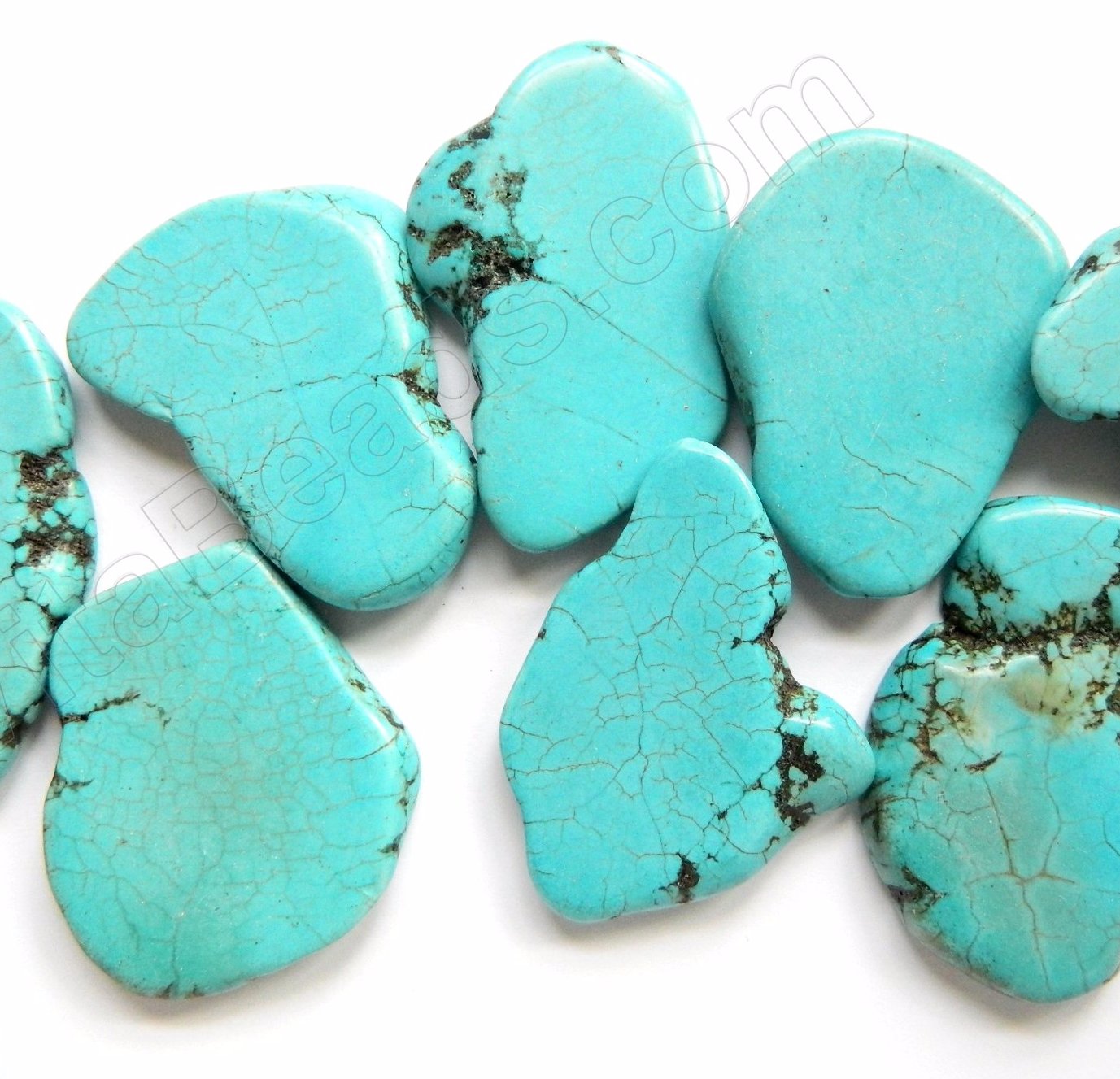 Blue Cracked Turquoise  -  Irregular Slabs Top Drilled 8-10"