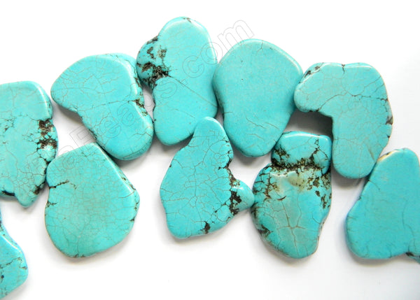 Blue Cracked Turquoise  -  Irregular Slabs Top Drilled 8-10"