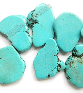 Blue Cracked Turquoise  -  Irregular Slabs Top Drilled 8-10"