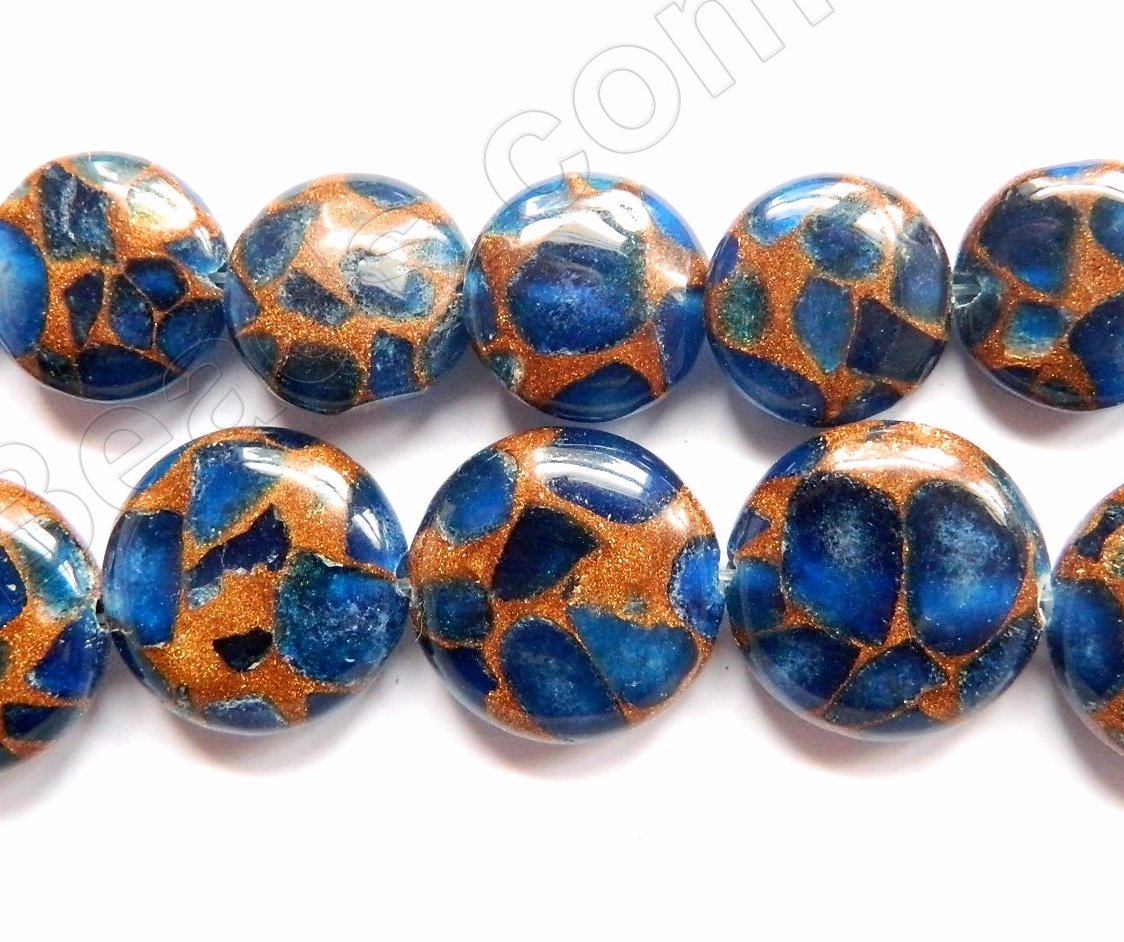 Blue Prase Pyrite  -  Puff Coins  16"