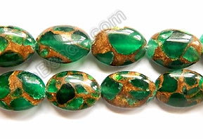 Green Prase Pyrite  -  Puff Ovals  16"