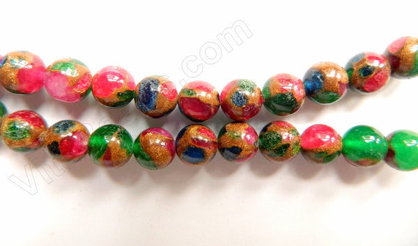 Rainbow Prase Pyrite  -  Smooth Round Beads 16"