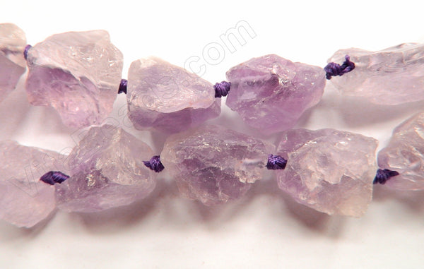 Graduated Big Rough Tumble Strand 16"   Rough Amethyst Light