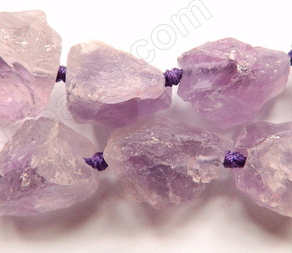 Graduated Big Rough Tumble Strand 16"   Rough Amethyst Light