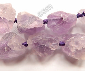 Graduated Big Rough Tumble Strand 16"   Rough Amethyst Light