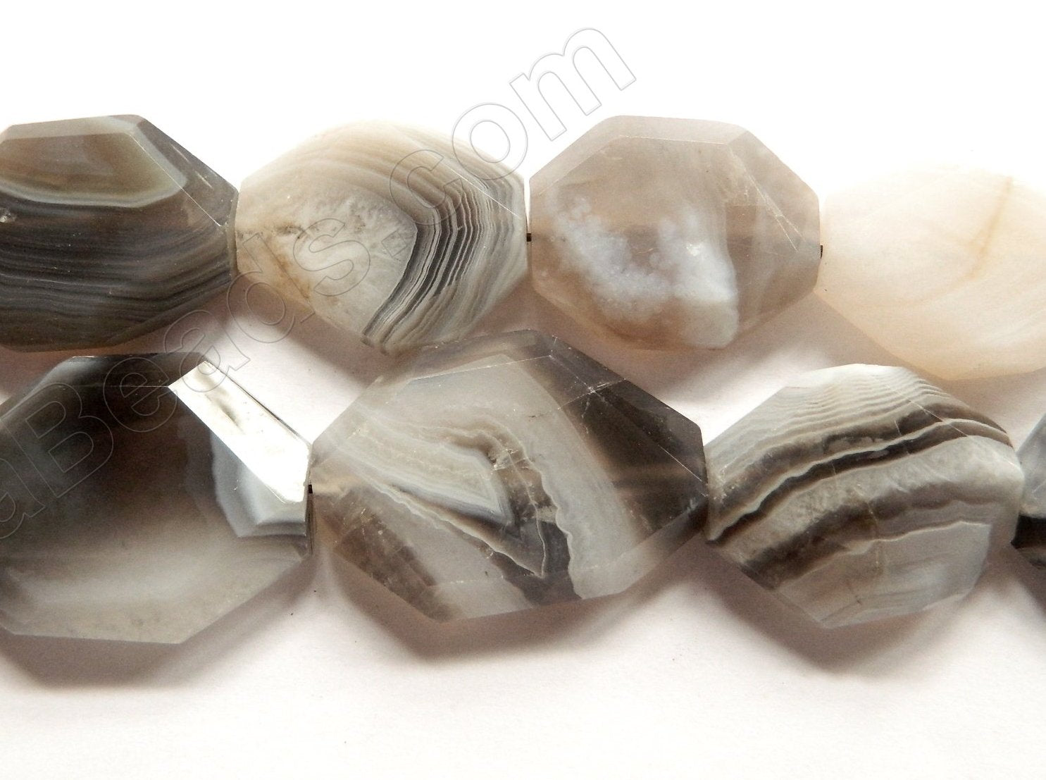 Grey Botswana  Agate A  -  Graduated Irregular Faceted Flat  16"