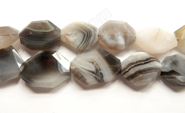 Grey Botswana  Agate A  -  Graduated Irregular Faceted Flat  16"