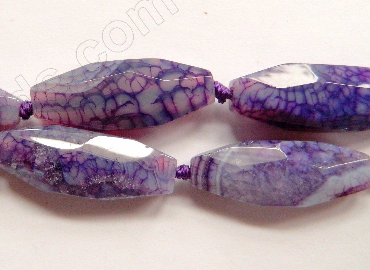 Bright Purple Fire Agate  -  Machine Cut Flat Rice  16"