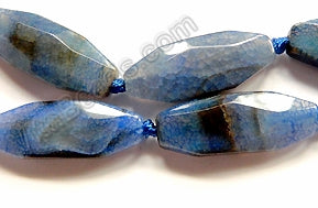 Blue Fire Agate w Black  -  Machine Cut Flat Rice  16"