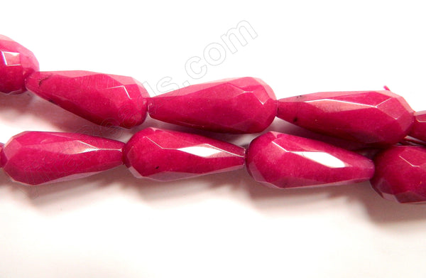 Dark Cherry Jade  -  15x35mm Big Faceted Drops  16"