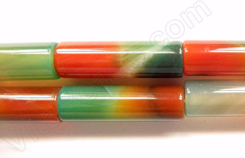 Green Red Agate Dark  -  Smooth Tubes  16"