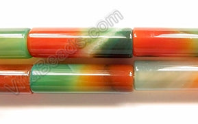Green Red Agate Dark  -  Smooth Tubes  16"