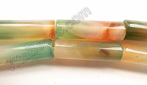Green Red Agate Light  -  Smooth Tubes  16"